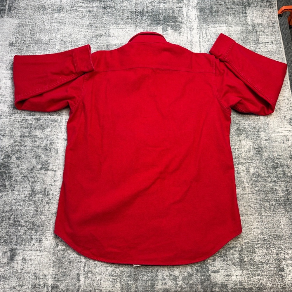 VTG Woolrich Shirt Mens Large Red Chamois Cloth Flannel Heavy Workwear Chore 90s - Picture 7 of 10
